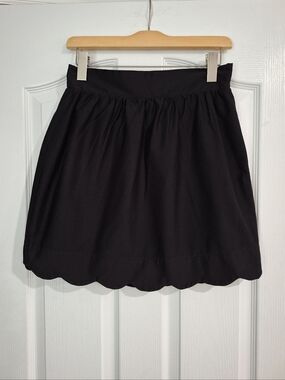 Women’s Black Scalloped Hem Skater Skirt